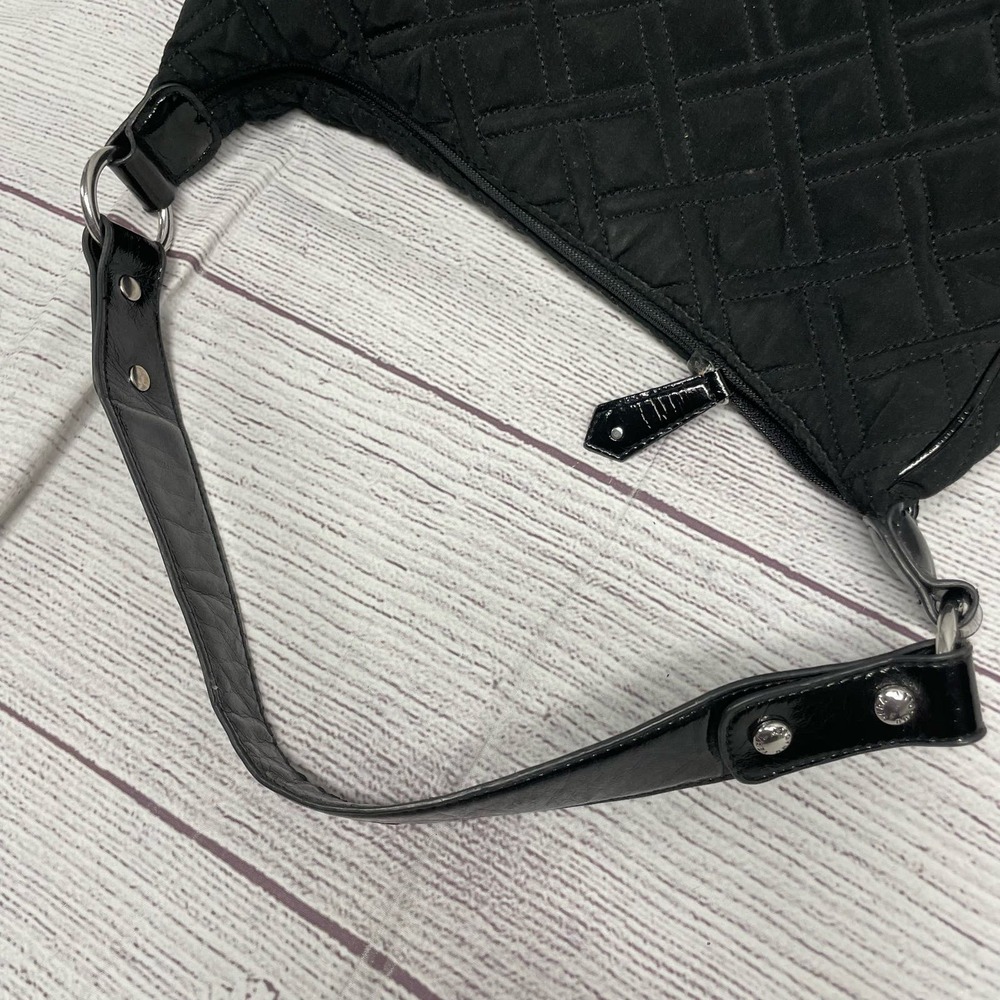 Vera Bradley Black Quilted Microfiber Shoulder Bag with Patented Leather Strap - Picture 8 of 14